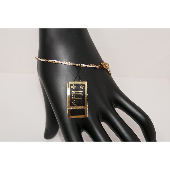 Hobe Gold Tone & White Twisted 6.5" Chain Bracelet RARE - Picture 4 of 8